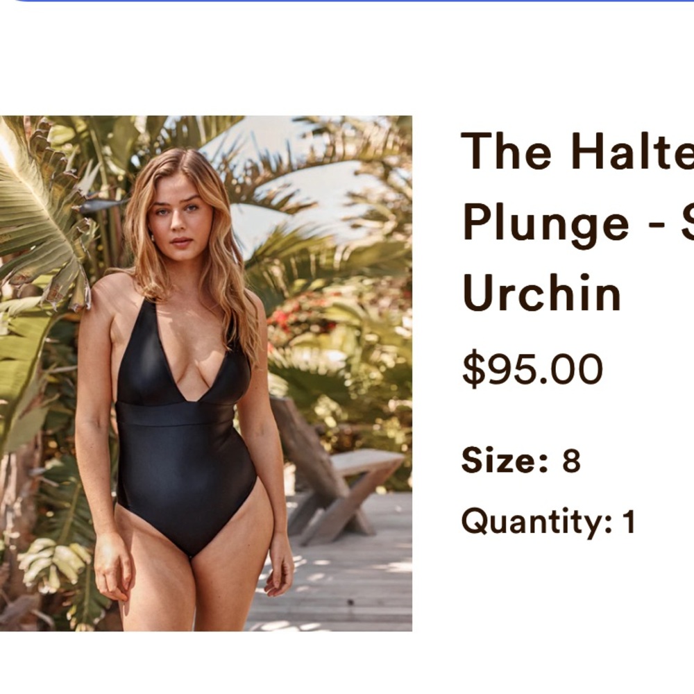 Halter Plunge One-Piece Swimsuit - Black